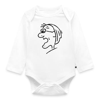 Comic Comicfigur Mann mit Mütze - Baby Bio-Langarm-Body - Weiß - Vorne