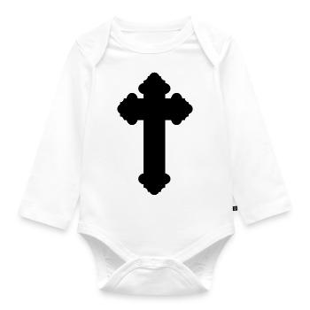 Christliches Kreuz /Christian cross (g, 1c) - Organic Longsleeve Baby Bodysuit - white - Front