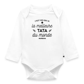 meilleur tata du monde - Body Bébé bio manches longues - blanc - Devant