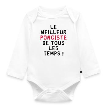 Tennis de table / Pongiste / Ping-pong / Ping pong - Body Bébé bio manches longues - blanc - Devant