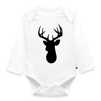 Stag Head - Organic Longsleeve Baby Bodysuit - white - Front