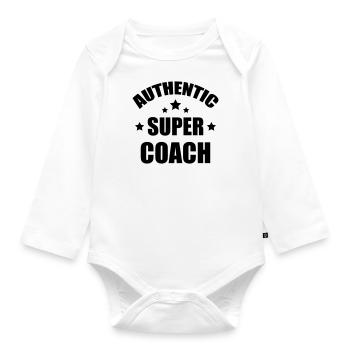 Coach / Coaching / Trainer / Sport - Baby Bio-Langarm-Body - Weiß - Vorne