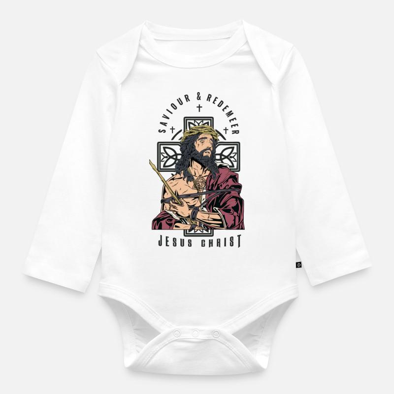 Jésus Christ - Body Bébé bio manches longues - blanc