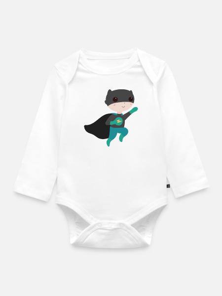 Superheld - Baby Bio-Langarm-Body - Weiß