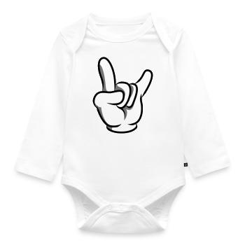 hand party symbol - Baby Bio-Langarm-Body - Weiß - Vorne