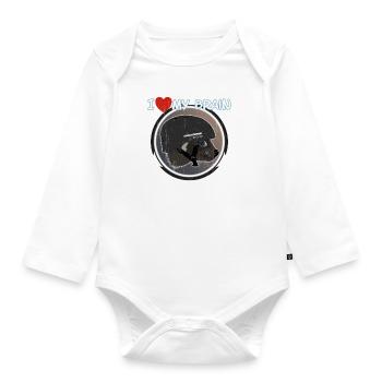 I love my brain Wolverine don't care - Organic Longsleeve Baby Bodysuit - white - Front