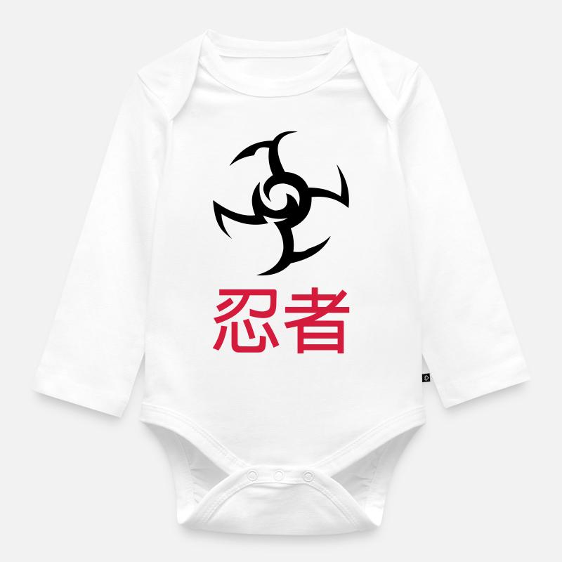 Ninja - Organic Longsleeve Baby Bodysuit - white