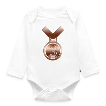 3rd Place Bronze achievement award medal - Organic Longsleeve Baby Bodysuit - white - Front
