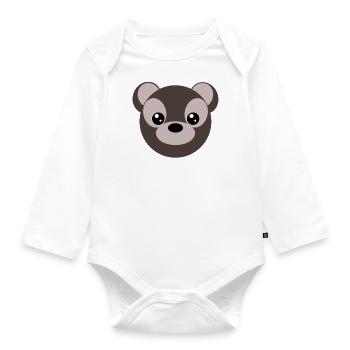 Petit Ours Brun Cute - Body Bébé bio manches longues - blanc - Devant