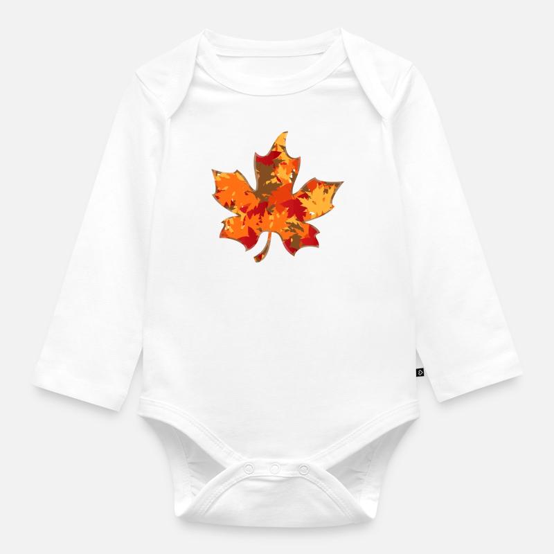 Maple leaf maple leaf - Organic Longsleeve Baby Bodysuit - white