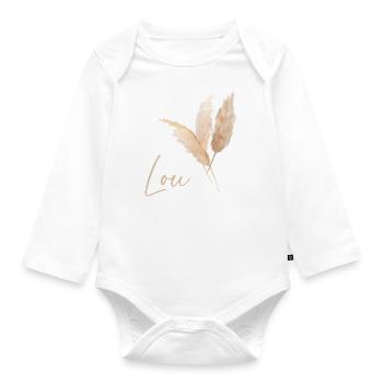 Prénom Lou & pampa - Body Bébé bio manches longues - blanc - Devant