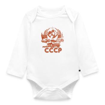 Born in the USSR Soviet Union Gift - Organic Longsleeve Baby Bodysuit - white - Front