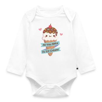 Süß Alles, was Sie brauchen, ist Eiscreme lustiges Zitat - Baby Bio-Langarm-Body - Weiß - Vorne