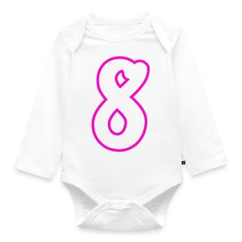 8 Numéro de numéro - Body Bébé bio manches longues - blanc - Devant