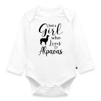 Alpaca Girl Love Alpacas - Organic Longsleeve Baby Bodysuit - white - Front