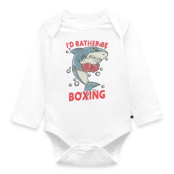 I'd Rather Be Boxing Funny Boxing Shark - Baby Bio-Langarm-Body - Weiß - Vorne