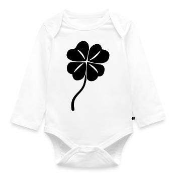 Cloverleaf luck - Organic Longsleeve Baby Bodysuit - white - Front