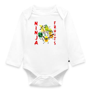 Ninja Fruits - Baby Bio-Langarm-Body - Weiß - Vorne