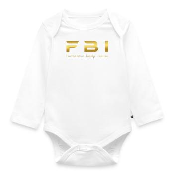 FBI - Fantastic Body Inside | GOLDEN - Organic Longsleeve Baby Bodysuit - white - Front