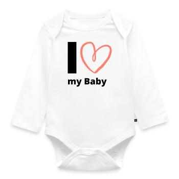 J’aime mon bébé - Baby Birth Heart Baby Love Baby - Body Bébé bio manches longues - blanc - Devant