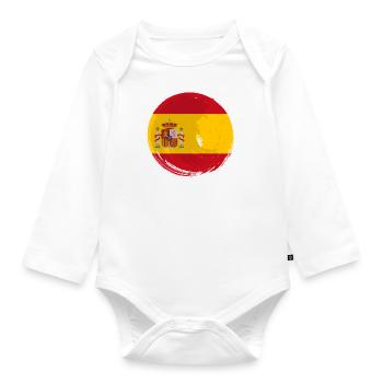 Spain Flag Vintage Spanish Flag Used Look - Organic Longsleeve Baby Bodysuit - white - Front