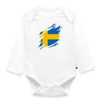 Suède Drapeau Scandinavie Drapeau suédois - Body Bébé bio manches longues - blanc - Devant