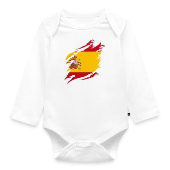 Spanien Flagge Vintage Spanische Fahne Used Look - Baby Bio-Langarm-Body - Weiß - Vorne