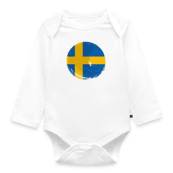 Suède Drapeau Scandinavie Drapeau suédois - Body Bébé bio manches longues - blanc - Devant