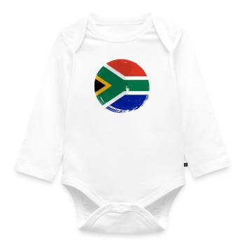 Afrique du Sud Drapeau Afrique Afrique Afrique du Sud - Body Bébé bio manches longues - blanc - Devant