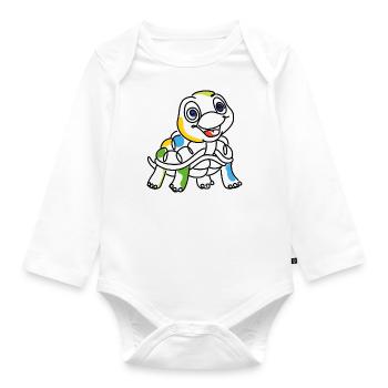 Turtle colorful - Organic Longsleeve Baby Bodysuit - white - Front