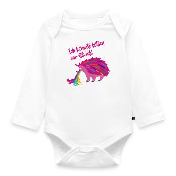 kotzen vor glück,igel,regenbogen,kotzen,glück - Baby Bio-Langarm-Body - Weiß - Vorne
