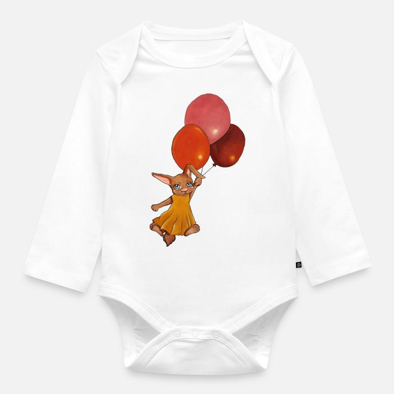 Lapin avec ballons - Body Bébé bio manches longues - blanc