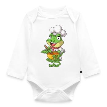 Grenouille cuite / Grenouille bouillante - Body Bébé bio manches longues - blanc - Devant