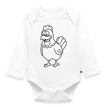 Chicken Comic Animal - Organic Longsleeve Baby Bodysuit - white - Front