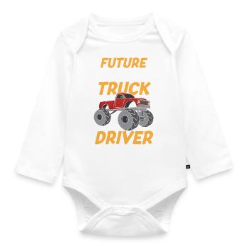 Future Monster Truck Driver - Organic Longsleeve Baby Bodysuit - white - Front