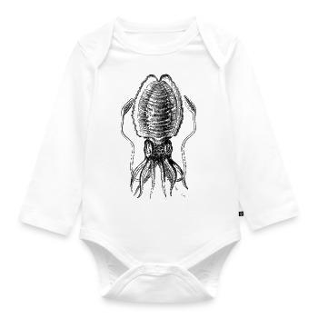 Squid Drawn Vintage - Organic Longsleeve Baby Bodysuit - white - Front