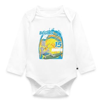 Kiteboarder Life Begins At 15 Knots Funny - Baby Bio-Langarm-Body - Weiß - Vorne