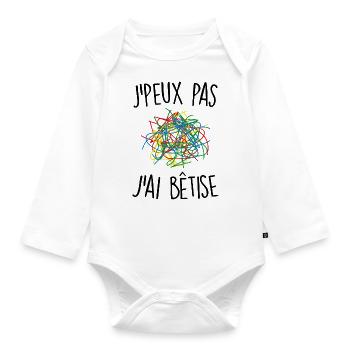 J'peux pas j'ai bêtise - Body Bébé bio manches longues - blanc - Devant