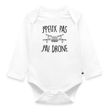 J'peux pas j'ai drone - Body Bébé bio manches longues - blanc - Devant