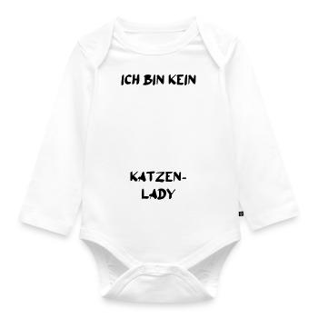Katze Katzen verrückte Katzendame Mensch Vektor - Baby Bio-Langarm-Body - Weiß - Vorne