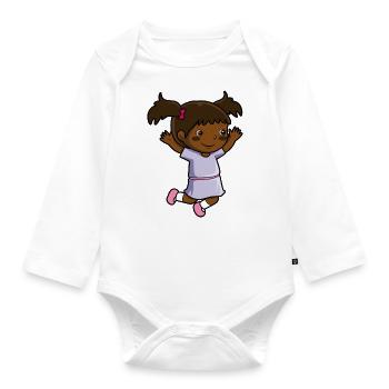 Girl jumps school enrollment joy kindergarten - Organic Longsleeve Baby Bodysuit - white - Front