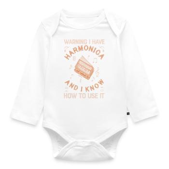 I Have A Harmonica Funny Harmonica Player - Baby Bio-Langarm-Body - Weiß - Vorne