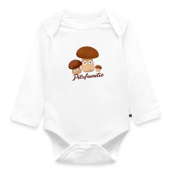 pilzfamilie,pilze,steinpilze,pilze - Baby Bio-Langarm-Body - Weiß - Vorne