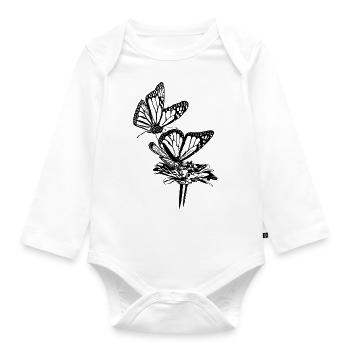 Monarch Butterfly Sketch Graphic Butterfly Lovers - Body Bébé bio manches longues - blanc - Devant