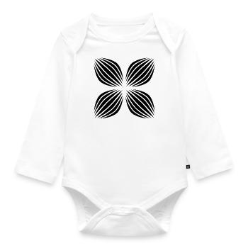 Op-Art Blume / schwarz - Baby Bio-Langarm-Body - Weiß - Vorne