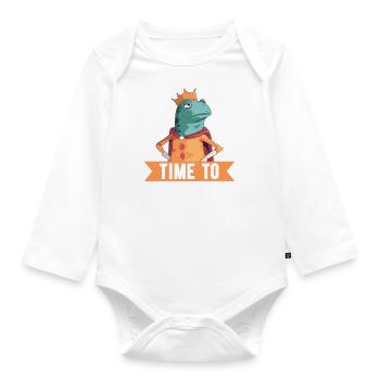 King Prince Frog - Organic Longsleeve Baby Bodysuit - white - Front