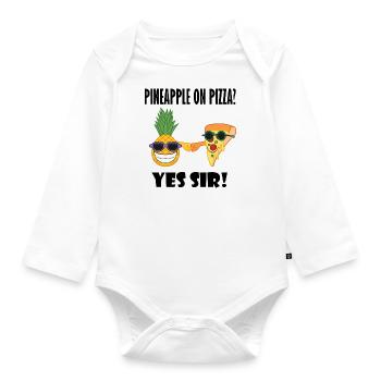 Pizza Chef, pizza tropicale à l'ananas, chef - Body Bébé bio manches longues - blanc - Devant