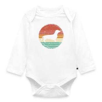 Dachshund Teckel Dachshund Retro Gift - Organic Longsleeve Baby Bodysuit - white - Front