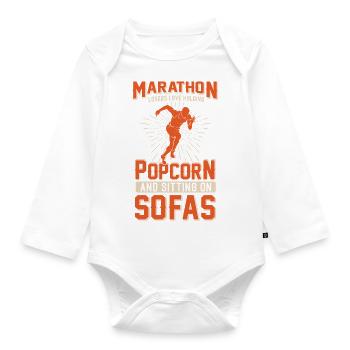 Jogging Saying for Running - Runners - Organic Longsleeve Baby Bodysuit - white - Front
