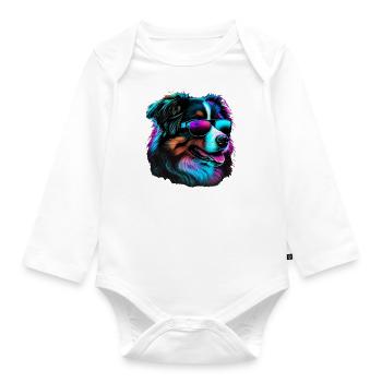 Australian Shepherd Dogs Australian Shepherds - Organic Longsleeve Baby Bodysuit - white - Front